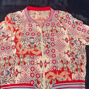 Seafolly Australia Crop Zip-Up Jacket Sz XL, Italian cornichon print